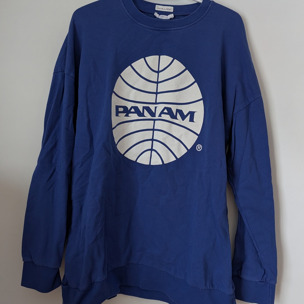 Blue Crewneck Panama Zara Sweater